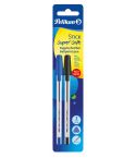 Długopis Stick Super Soft, niebieski, czarny, 2 sztuki