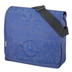 Be.Bag, torba na ramię, A4, młodzieżowa, niebieska w napisy, 38x34x14 cm