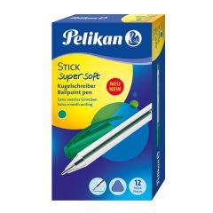 Długopis tradycyjny wkład zielony, Pelikan Super Soft Stick, 12 sztuk