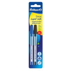 Długopis Stick Super Soft, niebieski, czarny, 2 sztuki
