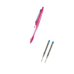 Zestaw Herlitz My.Pen Długopis automatyczny szkolny, niebieski wkład, różowow-biały + 2 wkłady
