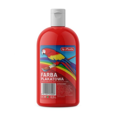 Herlitz Farba plakatowa w butelce, 500 ml, czerwona