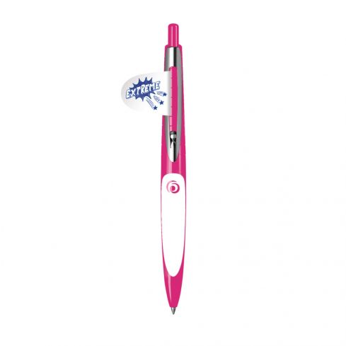 Herlitz My.Pen Długopis automatyczny szkolny, niebieski wkład, różowo-biały bez opakowania