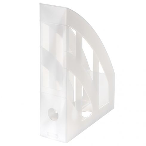 Pojemnik pionowy, plastikowy 8 cm, A4, biały transparentny