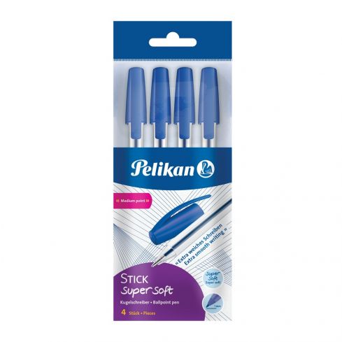 Długopis Stick Super Soft, niebieski, 4 sztuki