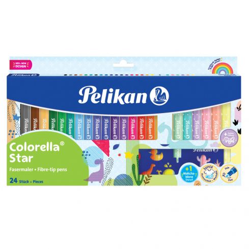 Flamastry Colorella C302, 24 kolory z szablonem