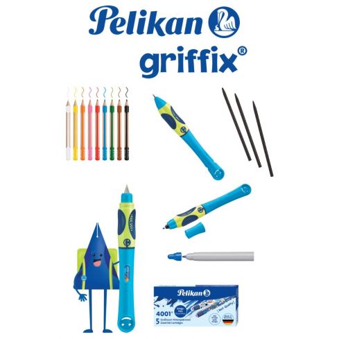 Pelikan Griffix Zestaw kl.1-3 Neon Fresh Blue dla praworęcznych
