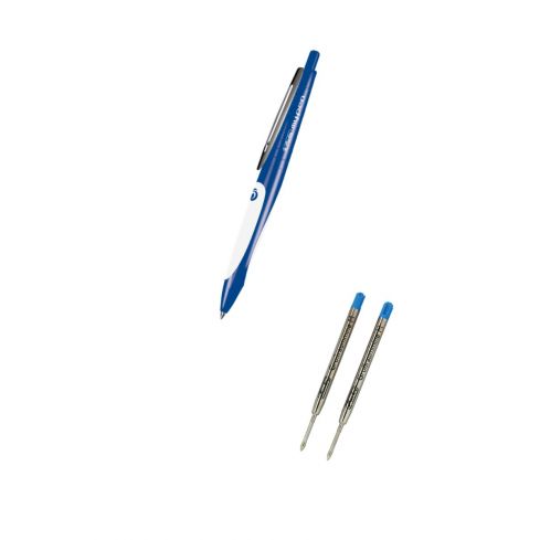 Zestaw Herlitz My.Pen Długopis automatyczny szkolny, niebieski wkład, niebiesko-biały + 2 wkłady