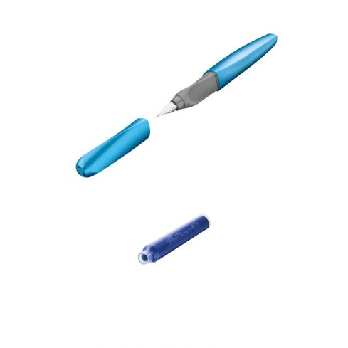 Zestaw Pelikan Pióro wieczne Twist, frosted blue, niebieskie + naboje