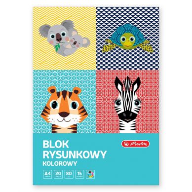 Blok rysunkowy kolorowy, format A4, 20 kartek, Cute Animals