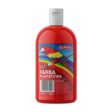 Herlitz Farba plakatowa w butelce, 500 ml, czerwona